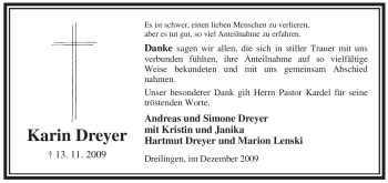 Traueranzeige von Karin Dreyer von ALLGEMEINE ZEITUNG UELZEN