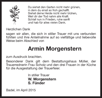 Traueranzeige von Armin Morgenstern von Uelzen