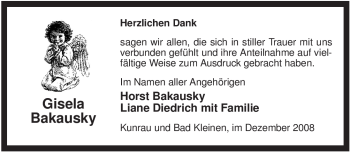 Traueranzeige von Gisela Bakausky von ALLGEMEINE ZEITUNG UELZEN