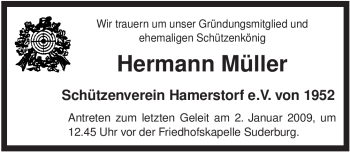 Traueranzeige von Hermann Müller von ALLGEMEINE ZEITUNG UELZEN