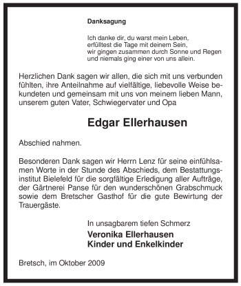 Traueranzeige von Edgar Ellerhausen von ALLGEMEINE ZEITUNG UELZEN