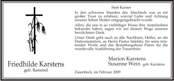 Traueranzeige von Friedhilde Karstens von ALLGEMEINE ZEITUNG UELZEN