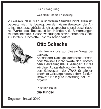 Traueranzeige von Otto Schachel von ALLGEMEINE ZEITUNG UELZEN