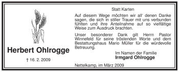 Traueranzeige von Herbert Ohlrogge von ALLGEMEINE ZEITUNG UELZEN