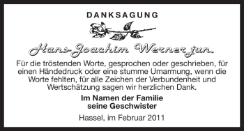 Traueranzeige von Hans-Joachim Werner jun. von ALLGEMEINE ZEITUNG UELZEN