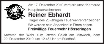 Traueranzeige von Reiner Ebhardt von ALLGEMEINE ZEITUNG UELZEN