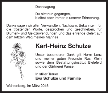 Traueranzeige von Karl-Heinz Schulze von Uelzen
