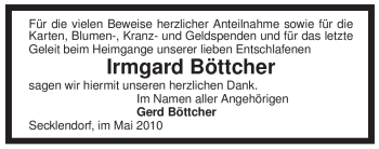 Traueranzeige von Irmgard Böttcher von ALLGEMEINE ZEITUNG UELZEN