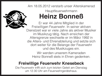 Traueranzeige von Heinz Bonneß von ALLGEMEINE ZEITUNG UELZEN