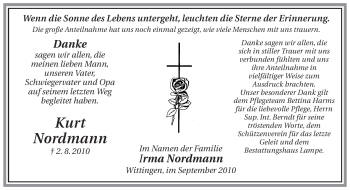 Traueranzeige von Kurt Nordmann von ALLGEMEINE ZEITUNG UELZEN
