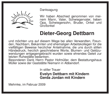 Traueranzeige von Dieter-Georg Dettbarn von ALLGEMEINE ZEITUNG UELZEN