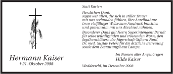 Traueranzeige von Hermann Kaiser von ALLGEMEINE ZEITUNG UELZEN