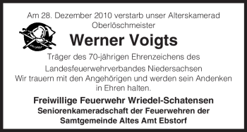 Traueranzeige von Werner Voigts von ALLGEMEINE ZEITUNG UELZEN