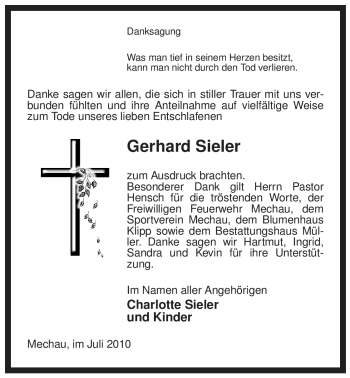 Traueranzeige von Gerhard Sieler von ALLGEMEINE ZEITUNG UELZEN