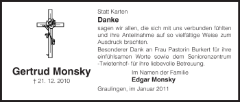 Traueranzeige von Edgar Monsky von ALLGEMEINE ZEITUNG UELZEN