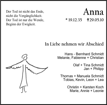 Traueranzeige von Unbekannt Anna von ALLGEMEINE ZEITUNG UELZEN