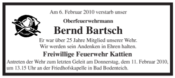 Traueranzeige von Bernd Bartsch von ALLGEMEINE ZEITUNG UELZEN