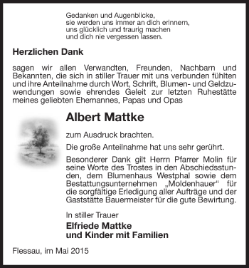 Traueranzeige von Albert Mattke von Uelzen