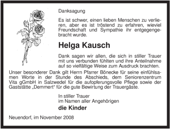 Traueranzeige von Helga Kausch von ALLGEMEINE ZEITUNG UELZEN