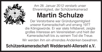 Traueranzeige von Martin Schulze von ALLGEMEINE ZEITUNG UELZEN