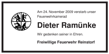 Traueranzeige von Dieter Ramünke von ALLGEMEINE ZEITUNG UELZEN