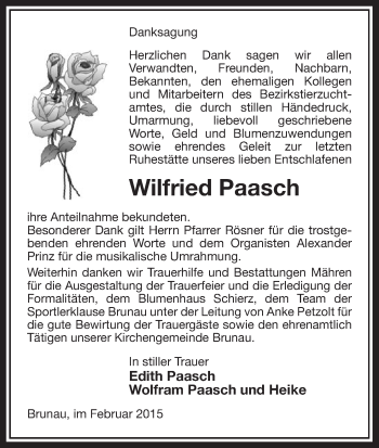 Traueranzeige von Wilfried Paasch von Uelzen