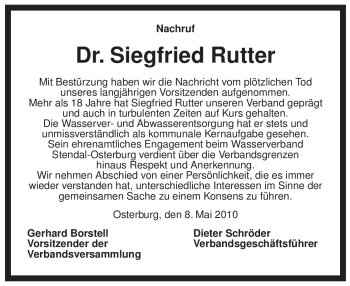 Traueranzeige von Siegfried Rutter von ALLGEMEINE ZEITUNG UELZEN