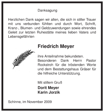 Traueranzeige von Friedrich Meyer von ALLGEMEINE ZEITUNG UELZEN