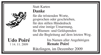 Traueranzeige von Udo Poiré von ALLGEMEINE ZEITUNG UELZEN