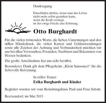 Traueranzeige von Otto Burghardt von Uelzen