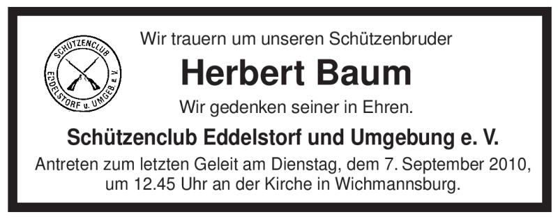  Traueranzeige für Herbert Baum vom 04.09.2010 aus ALLGEMEINE ZEITUNG UELZEN