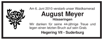 Traueranzeige von August Meyer von ALLGEMEINE ZEITUNG UELZEN