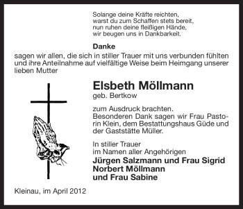 Traueranzeige von Elsbeth Möllmann von ALLGEMEINE ZEITUNG UELZEN