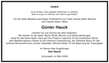 Traueranzeige von Günter Hauk von ALLGEMEINE ZEITUNG UELZEN