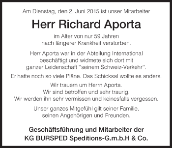 Traueranzeige von Richard Aporta von Uelzen