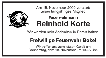Traueranzeige von Reinhold Korte von ALLGEMEINE ZEITUNG UELZEN