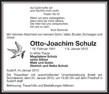 Traueranzeige von Otto-Joachim Schulz von Uelzen