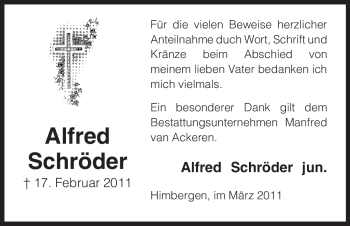 Traueranzeige von Alfred Schröder von ALLGEMEINE ZEITUNG UELZEN