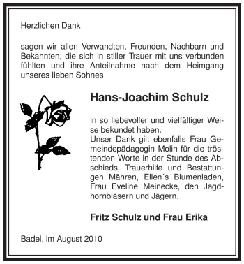 Traueranzeige von Hans-Joachim Schulz von ALLGEMEINE ZEITUNG UELZEN