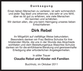 Traueranzeige von Dirk Rebel von ALLGEMEINE ZEITUNG UELZEN