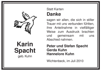 Traueranzeige von Karin Spacht von ALLGEMEINE ZEITUNG UELZEN