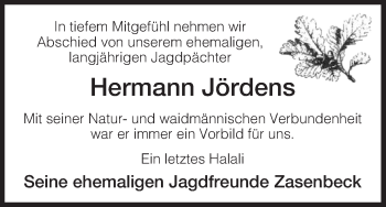 Traueranzeige von Hermann Jördens von Uelzen