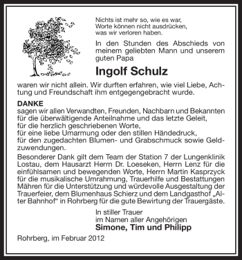 Traueranzeige von Ingolf Schulz von ALLGEMEINE ZEITUNG UELZEN