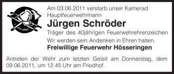 Traueranzeige von Jürgen Schröder von ALLGEMEINE ZEITUNG UELZEN