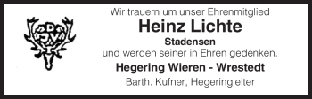 Traueranzeige von Heinz Lichte von ALLGEMEINE ZEITUNG UELZEN