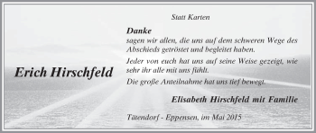 Traueranzeige von Erich Hirschfeld von Uelzen