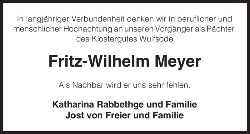  Traueranzeige für Fritz-Wilhelm Meyer vom 06.09.2011 aus ALLGEMEINE ZEITUNG UELZEN