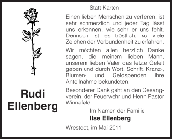 Traueranzeige von Rudi Ellenberg von ALLGEMEINE ZEITUNG UELZEN