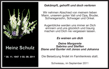 Traueranzeige von Heinz Schulz von ALLGEMEINE ZEITUNG UELZEN