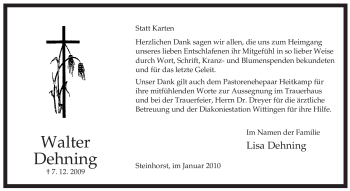 Traueranzeige von Walter Dehning von ALLGEMEINE ZEITUNG UELZEN